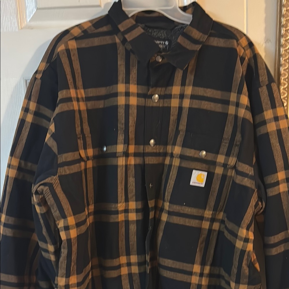 Men Carhartt Black and Brown Checkered Shirt